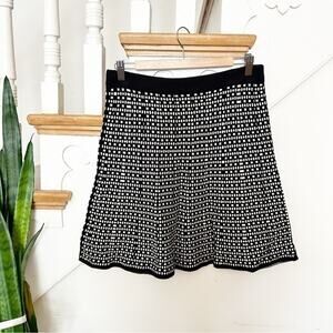 Max Edition Black White Print Cotton Blend A-Line Skirt Size Large L